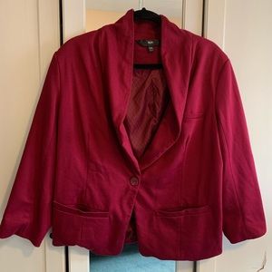 Burgundy Blazer with 3/4 Sleeve